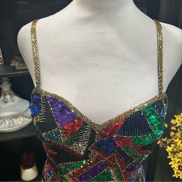 Vintage Lime “Nite” Full‑Sequin Mini Dress • Size US 4 • Retro Glam - Picture 2 of 14